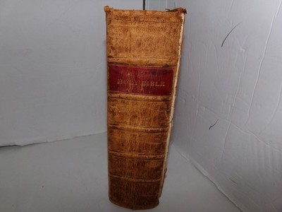 1821 HOLY BIBLE early American RARE antique OLD leather
