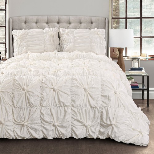 Lush Decor Bella Sabby Chic 3 Piece Comforter Set White King