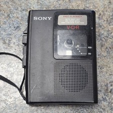 Sony TCM-S64V Cassette-Corder VOR Voice Recorder Black Vintage Handheld AS IS