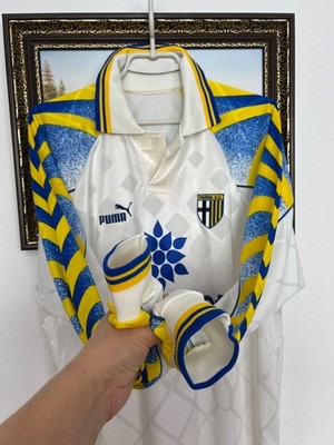 Parma Away football shirt 1996 Soccer #8 Stoichkov Long Sleeve