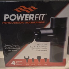 PowerFit Percussion Massage Gun Cordless Rechargeable Quiet 4 Heads Black