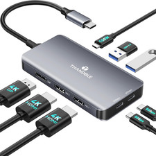 USB C Docking Station Dual Monitor, Laptop Docking Station 3 Monitor, USB C Hub