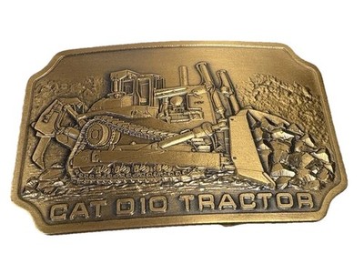 Vintage Caterpillar CAT D10 Tractor Belt Buckle Brass Tone w Box