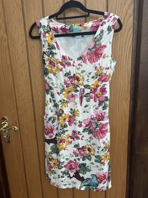 Joules Dress Size 8 Darcie White Floral Sunbird Print 