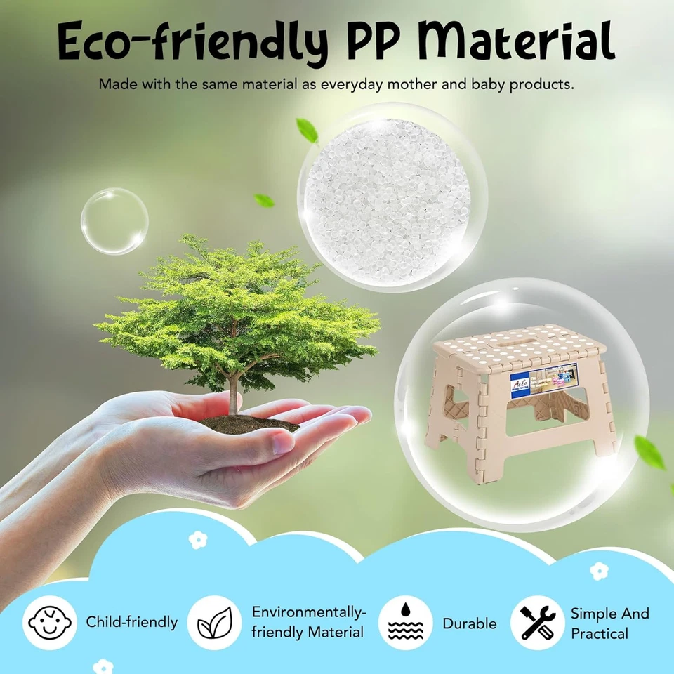 Folding Step Stool 9 Inch 300 Lb Capacity, Plastic Foldable for Kids and Adults  - Image 2 of 4