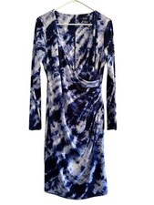 Chaps Tie Dye Midi Party Dress With Surplice Bodice Womens 14 Zipper on Back NWT