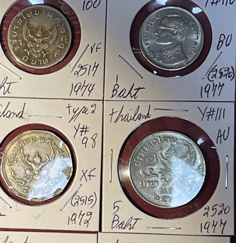 1962 - 2017 Thailand 1, 2, 5 & 10 Baht High Grades VF - BU Condition 17 Coin Lot - Picture 4 of 16