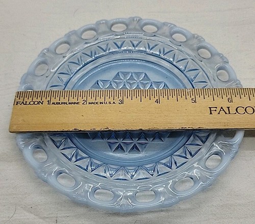 Imperial Glass Katy Blue Laced Edge 6.5” Salad Plate 1930’s No Chips - Picture 6 of 6