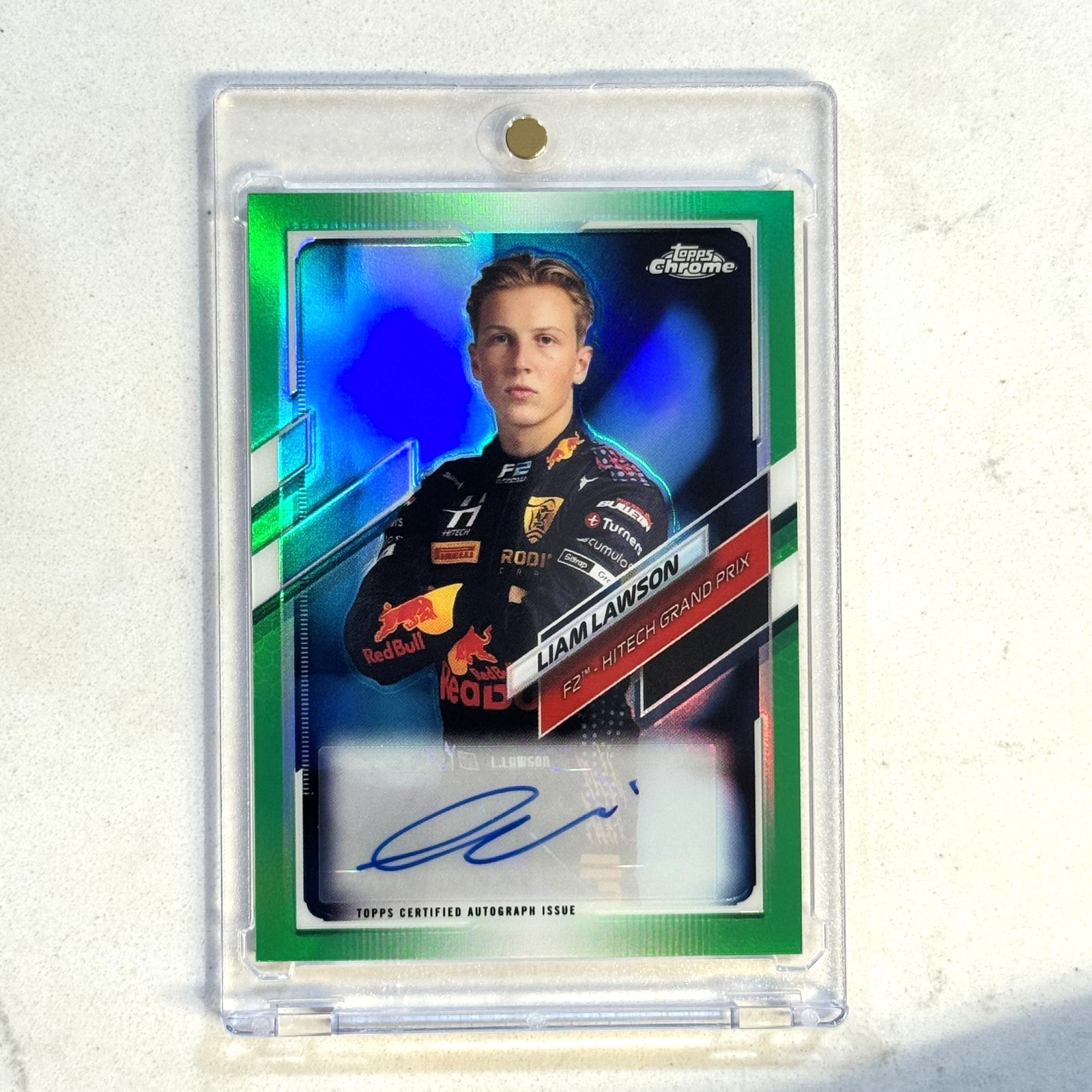 2021 Topps Chrome Formula 1 F1 LIAM LAWSON Rookie Green Refractor Auto /99