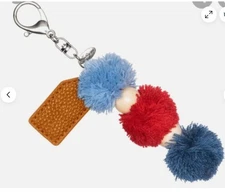Thirty One 31 Finishing Touch Pom Pom Bag Charm Navy Trio Purse Tote