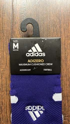 Adidas Adizero Maximum Cushioned Crew Socks MensAeroready Size M Purple/White - Picture 12 of 19