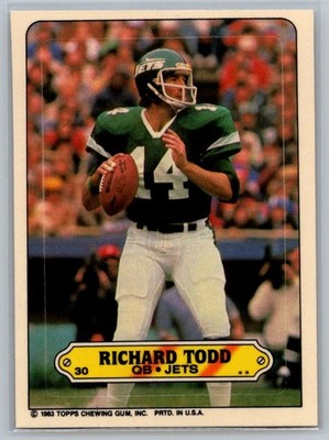 1983 Topps #30 Richard Todd Stickers