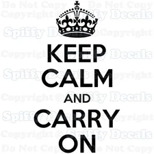 KEEP CALM AND CARRY ON Crown Quote Vinyl Wall Decal Decor Sticker Lettering Art