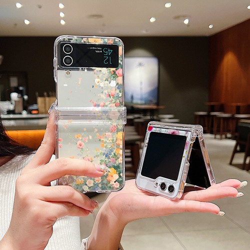 For Samsung Z Flip6 Flip5 4 3 Colourful Flower Clear Case Shockproof Hinge Cover - Picture 3 of 18