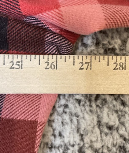 Denim & Company Size 2X Pink Coral Plaid Flannel Button Front Shirt Top Pockets - Picture 3 of 7
