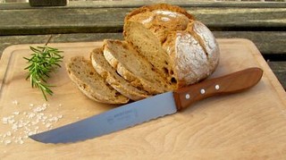 Brotmesser Handarbeit Solingen Mertens 70er Holz Kirsche Sehr Scharf