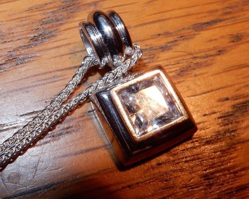 Milor Princess Cut CZ Slide Sterling Pendant Necklace 7g Solid 20" 925 w/chain - Picture 2 of 11