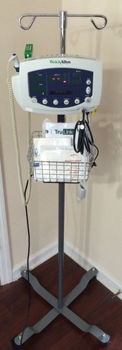 Welch Allyn 300 Series 53XXX monitor segni vitali nuovo con scatola supporto SpO2 Temp IV - Foto 2 di 12