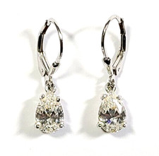 Sterling Silver Pear Shaped Cubic Zirconia Dangling Earrings