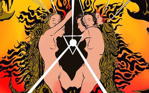 The Lovers 70s style Psychedelic Tarot card Design print by Hierophant Prints A3 - Picture 7 of 8