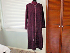 Miss Elaine Fleece Long Sleeve Midi Zip Up Burgundy Robe House Coat Sz L