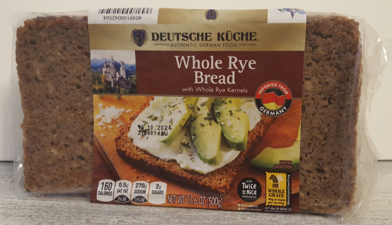 DEUTSCHE KUCHE Whole Rye Bread Authentic Imported German 2 Pack 17.6 oz