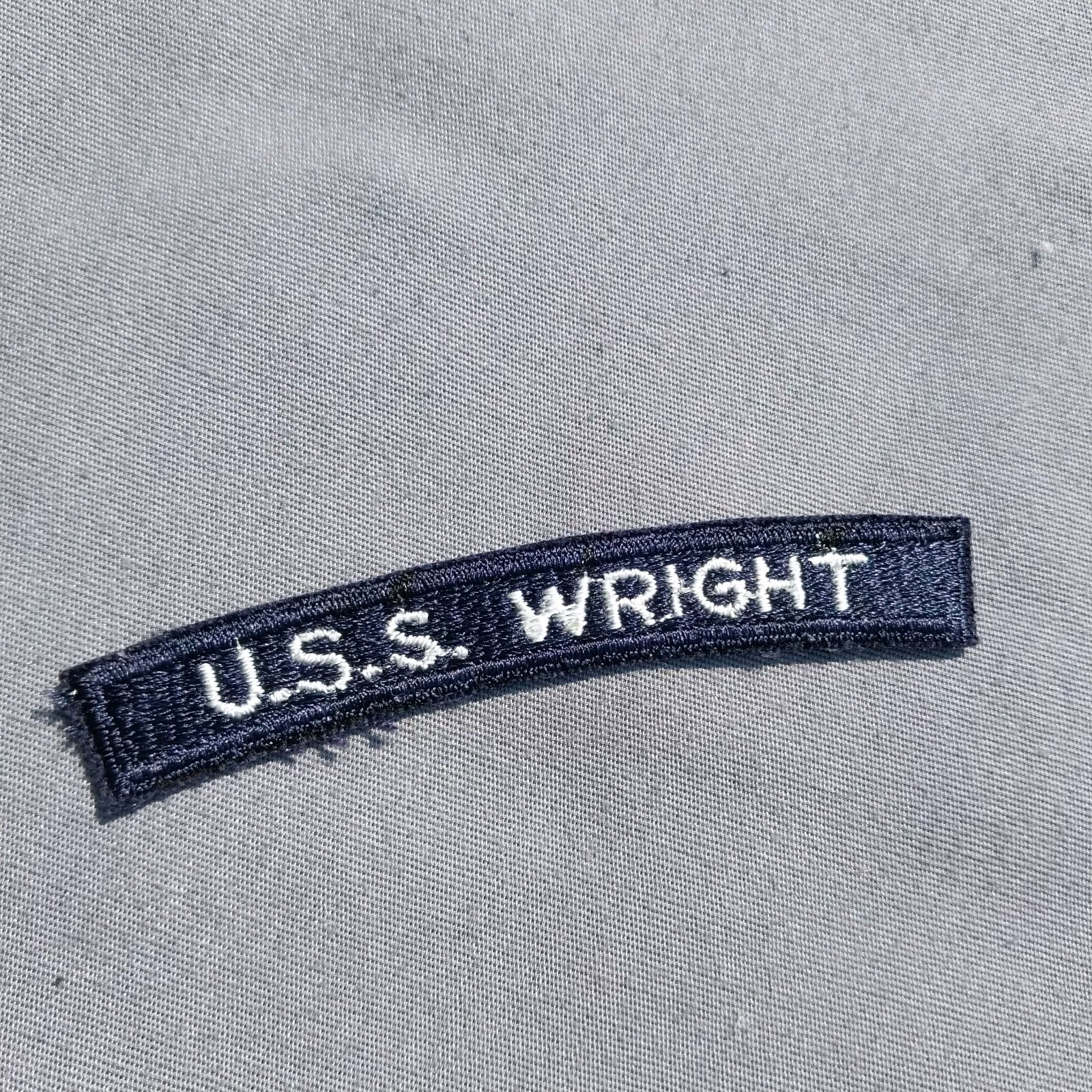Wright Ribbon USS U.S.S. Wright Bass Naval Navy Ship Tab Rocker Ribbon 3.5