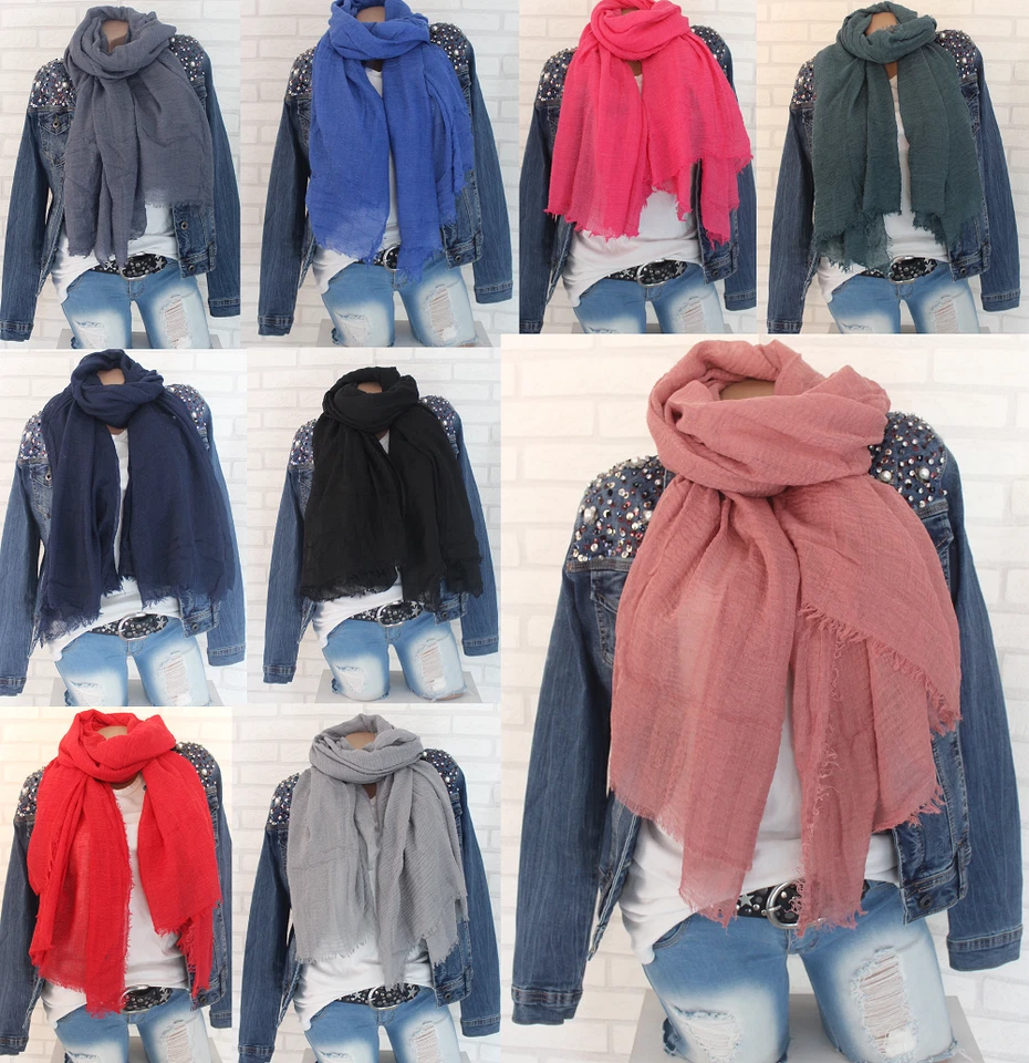 XXL Tuch Schal Fransen Weich Sommer Herbst Halstuch UNI Neu 2024- 200x100