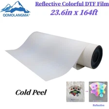 QOMOLANGMA Reflective Colorful DTF Film 1 Roll 23.6in x 164ft Cold Peel USA