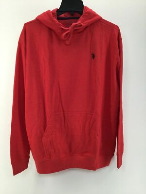 U.S. POLO ASSN Men's Solid 'FRENCH TERRY' Pullocer Hoodie, Red, L