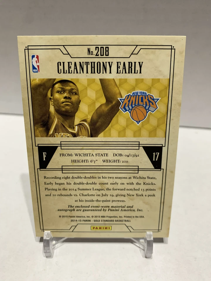 Cleanthony 2014-15 年早期帕尼尼金标准 /199 #208 新秀签名 RC — 第 2/2 张图片
