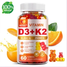 Vitamin D3 1000 IU With K2-MK7 Vitamin Supplement Strong Bones 60 Gummies