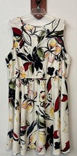 Signature Collection 3x White Floral Elastic-Waist Knee-Length Dress A6797