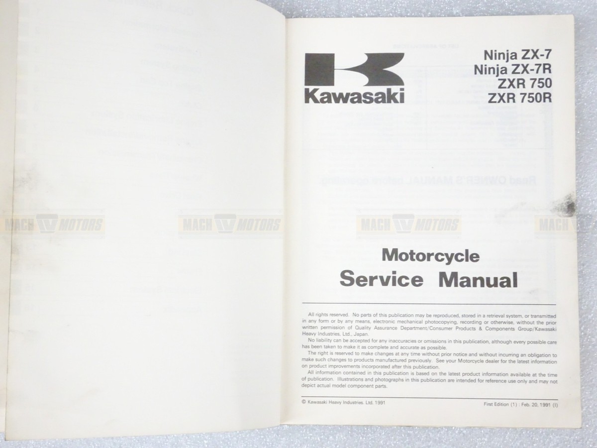 Kawasaki 99924-1139-01 Service Manual ZX ZX750 Ninja ZX-7 ZX-7R