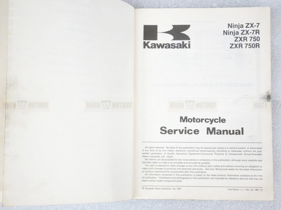 Manual de servicio Kawasaki 99924-1139-01 ZX ZX750 Ninja ZX-7 ZX-7R ZXR750R Foto 4 de 4