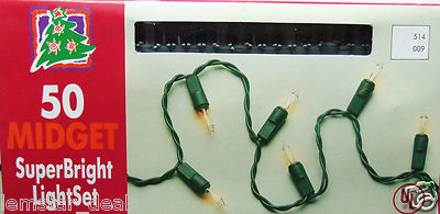 50 Midget Superbright Light Set Clear Indoor/Outdoor