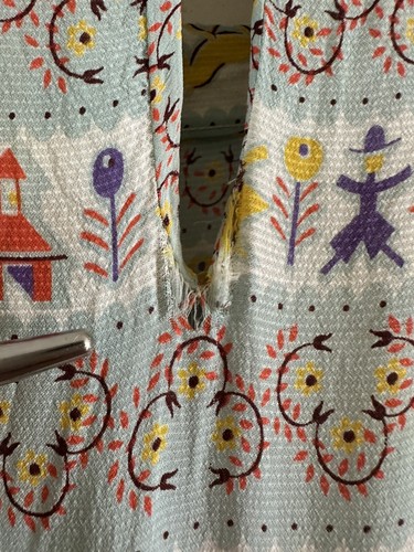 1940s Crepe Dress Roller Print Fall Autumn Harvest Horse Barn Gabardine Cuff VTG - Picture 21 of 24