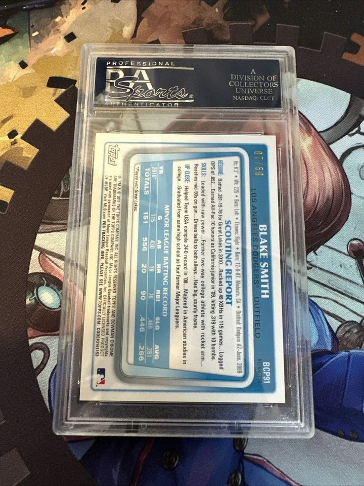 Blake Smith 2011 Bowman Chrome Gold Refractor Autograph Rookie #21/50 PSA 10 - Image 2 of 2