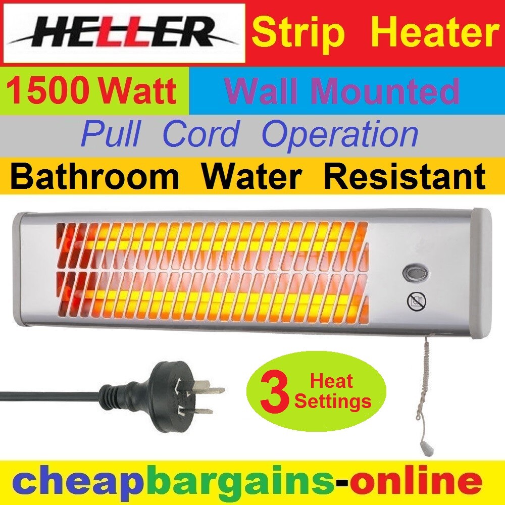 1500W STRIP HEATER HELLER BATHROOM OUTDOOR WALL MOUNTED HEATER PULL
