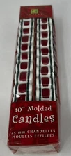 2 Christmas Candles Ribbon “Candy” 10”x 1” Pillar  by Amscan Kitch Cottage Core