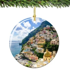 Amalfi Italy Christmas Ornament Porcelain Double Sided