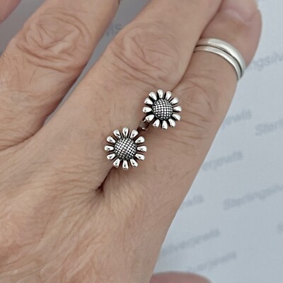 Sterling Silver Gerbera Daisy Earrings, Silver Stud Earring