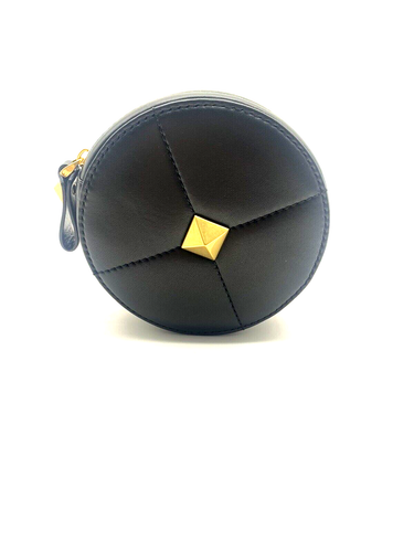 AUTH Valentino Garavani Roman Stud Leather Round Crossbody Bag - Afbeelding 2 van 10