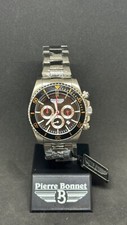 Orologio cronografo Pierre Bonnet 7256A Look Vintage lunetta nera quarzo