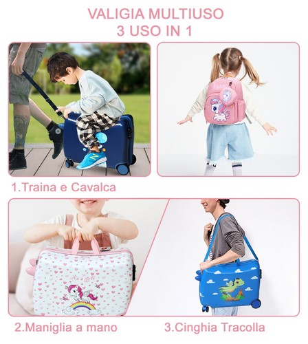 R.Leone Valigia Cavalcabile Bambino Bambina Ryanair 55x40x20cm + Zaino 311 - Foto 2 di 48