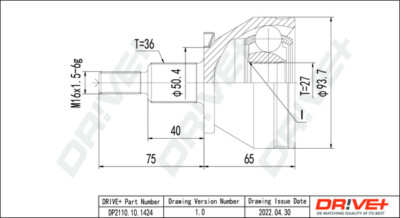 Dr!ve+ DP2110.10.1424 Gelenksatz Antriebswelle  für VW SEAT SKODA