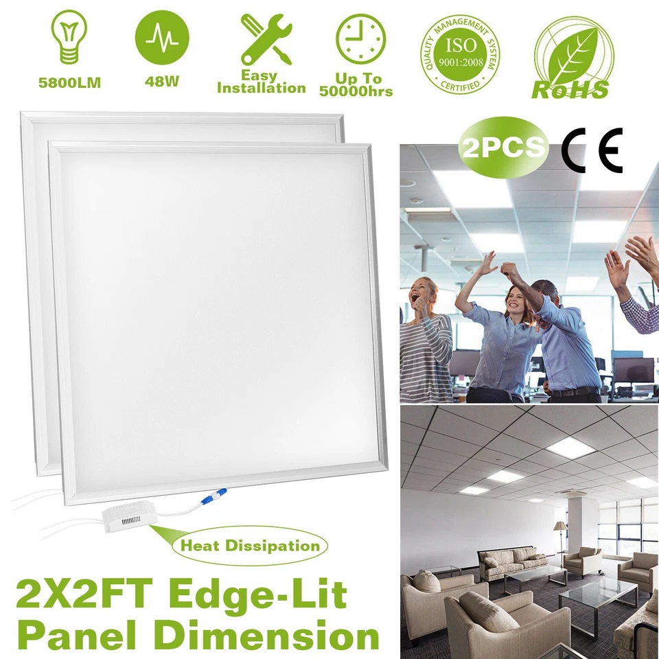 4Pack LED Panel Light 2x2Ft Drop Ceiling Flat Panel Recessed Troffer Fixture 48W - Image 2 of 4