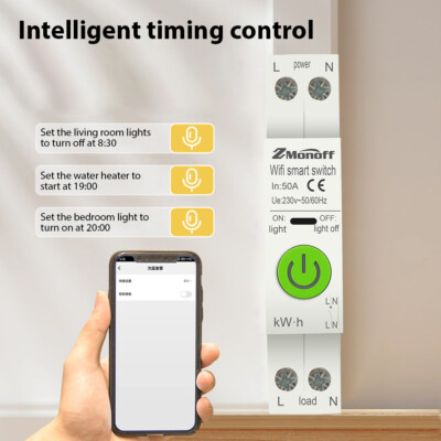Tuya WiFi Smart Circuit Breaker Switch With Metering DIN Remote Control 0-63A