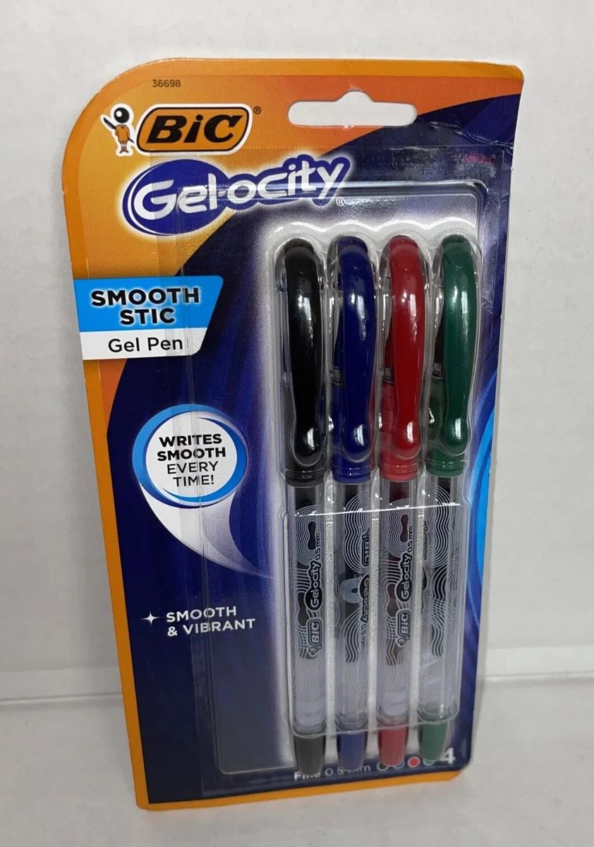 BIC Gel-ocity Smooth Stick Gel Pens Fine Point 0.5mm Assorted Ink 4Ct. Lot  Of 1