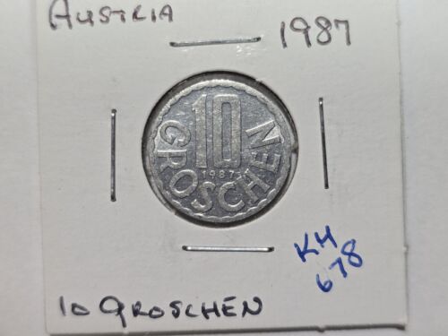 1987 Austria 10 Groschen Coin Republik Österreich Imperial Eagle, KM#678